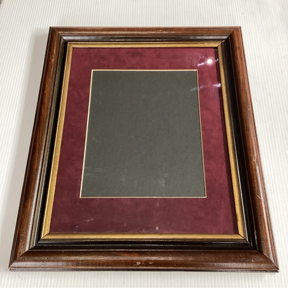 Vintage Spoon Carved? Wood Picture Frame 14x17.5” Hanging Decor